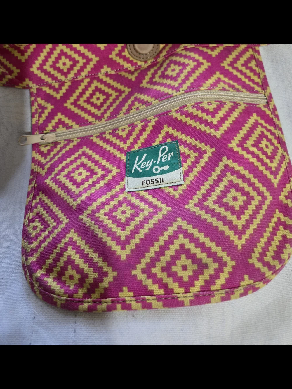 Fossil Key-Per Reversible Tote Bag Elephant Floral Print Canvas Beach Bag